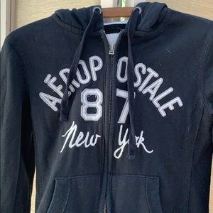 Aeropostale Black Sweatshirt, Black Front Zip Hoodie, Athleisure, Sportswear